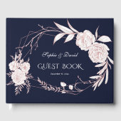 Elegant Roos Gold White Flowers Geometric Wedding Gastenboek (Voorkant)