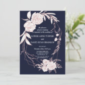 Elegant Roos Gold White Flowers Geometric Wedding Kaart (Staand voorkant)