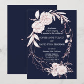 Elegant Roos Gold White Flowers Geometric Wedding Kaart (Voorkant / Achterkant)