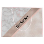 Elegant Roos Gold White Marble Geometric Custom Groot Cadeauzakje (Achterkant)