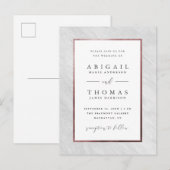 Elegant Roos Gold & White marble Wedding Uitnodiging Briefkaart (Voorkant / Achterkant)