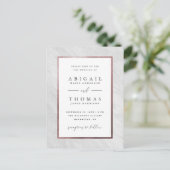 Elegant Roos Gold & White marble Wedding Uitnodiging Briefkaart (Staand voorkant)