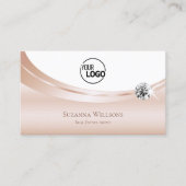 Elegant Roos Gold White met Logo en diamant Chic Visitekaartje (Voorkant)