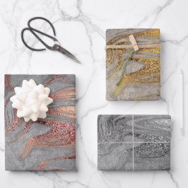 Elegant roos gold zilver goudmarmer inpakpapier vel