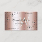 Elegant Roos Golden Silver  Corners Initialen Visitekaartje (Voorkant)