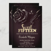 Elegant Roos Gotische Bourgogne 15e Verjaardag Kaart (Voorkant / Achterkant)