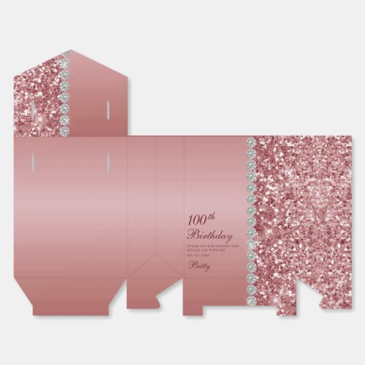 Elegant Roos Goud 100ste Verjaardag Bedankdoosjes (Ongevouwen)