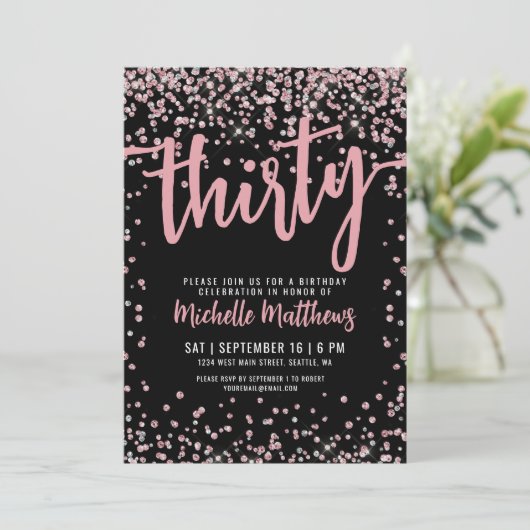 Elegant Roos Goud 30ste Verjaardag Kaart (Staand voorkant)