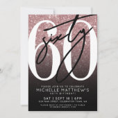 Elegant Roos Goud 60ste Verjaardag Kaart (Voorkant)