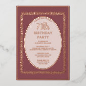 Elegant Roos Goud 70e Aangepaste Verjaardag Party Folie Uitnodiging (Voorkant)
