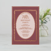 Elegant Roos Goud 70e Aangepaste Verjaardag Party Folie Uitnodiging (Staand Voorkant)