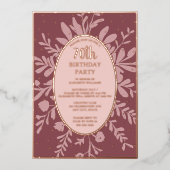 Elegant Roos Goud 70e Aangepaste Verjaardag Party Folie Uitnodiging (Voorkant)