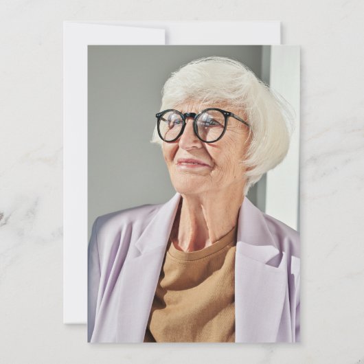 Elegant Roos Goud 70e foto Verjaardag Kaart (Achterkant)