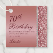 Elegant Roos Goud 70e Verjaardag Dank u Bedankjes Labels (Voorkant)
