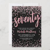 Elegant Roos Goud 70ste Verjaardag Kaart (Voorkant)