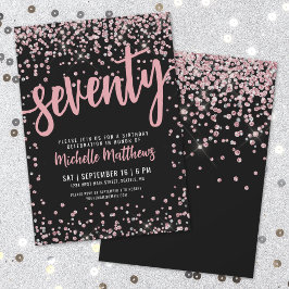 Elegant Roos Goud 70ste Verjaardag Kaart