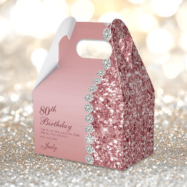 Elegant Roos Goud 80ste Verjaardag Bedankdoosjes