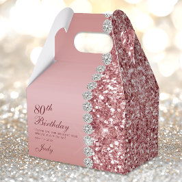 Elegant Roos Goud 80ste Verjaardag Bedankdoosjes