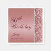 Elegant Roos Goud 80ste Verjaardag Servet (Voorkant)