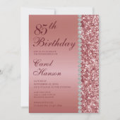 Elegant Roos Goud 85ste Verjaardag Kaart (Voorkant)
