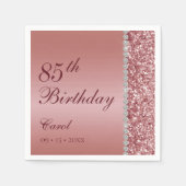 Elegant Roos Goud 85ste Verjaardag Servet (Voorkant)