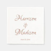 Elegant roos goud Aangepast script naam bruiloft Servet (Voorkant)