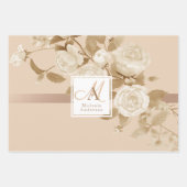 Elegant Roos Goud Beige Monogram Inpakpapier Vel (Voorkant)