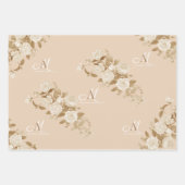 Elegant Roos Goud Beige Monogram Inpakpapier Vel (Voorkant 3)