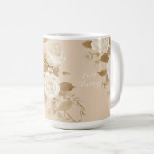 Elegant Roos Goud Beige Monogram Koffiemok (Voorkant rechts)