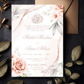 Elegant Roos Goud Bloemen Islamitisch Moslim bruil Kaart