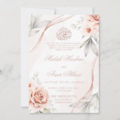 Elegant Roos Goud Bloemen Islamitisch Moslim bruil Kaart (Voorkant)