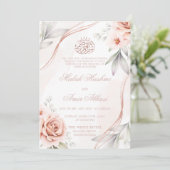 Elegant Roos Goud Bloemen Islamitisch Moslim bruil Kaart (Staand voorkant)