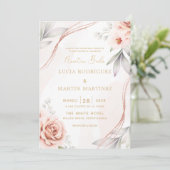 Elegant Roos Goud Bloemen Nuestra Boda Kaart (Staand voorkant)