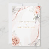 Elegant Roos Goud Bloemen Nuestra Boda Kaart (Achterkant)