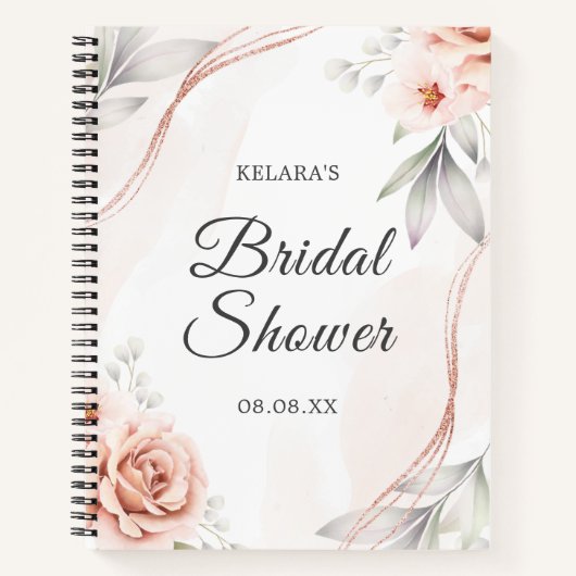 Elegant Roos Goud Bloemen Vrijgezellenfeest Bruilo Notitieboek (Voorkant)