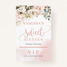 Elegant roos goud bloemeneucalyptus goud zestien badge