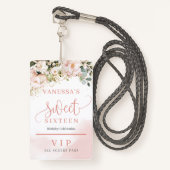 Elegant roos goud bloemeneucalyptus goud zestien badge (Voorkant met draagriem)