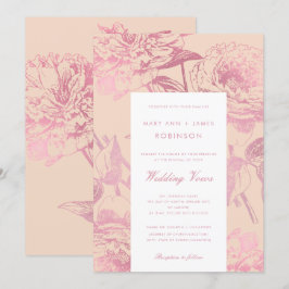 Elegant Roos Goud Blush Bloemen Bruiloft Gelofte V Kaart