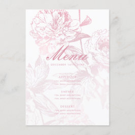 Elegant Roos Goud Blush Roze Bloemen Bruiloft Menu