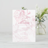 Elegant Roos Goud Blush Roze Bloemen Bruiloft Menu (Staand voorkant)
