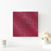Elegant roos goud & bordeaux geometrisch patroon vierkante klok (Huis)