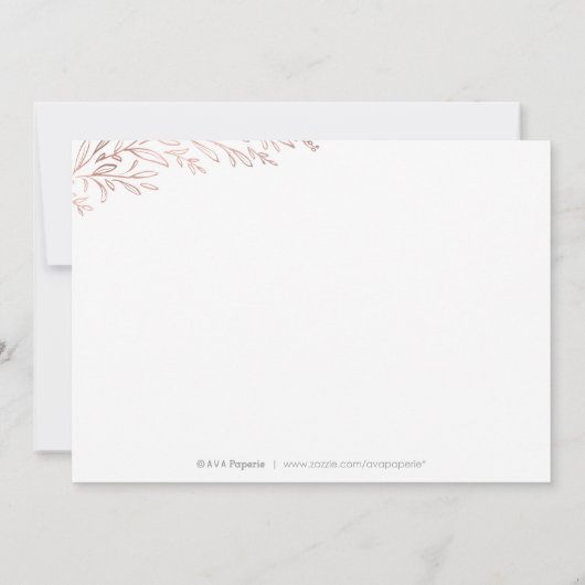 Elegant roos goud botanische foto behalve datum kaart (Achterkant)