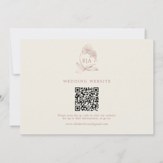 Elegant Roos Goud Botanische Foto QR Code Save The Date (Achterkant)