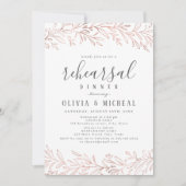 Elegant roos goud botanische repetitie diner kaart (Voorkant)