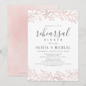 Elegant roos goud botanische repetitie diner kaart (Voorkant / Achterkant)