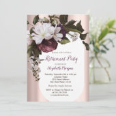 Elegant Roos Goud Bourgogne Bloemen Pensionering Kaart (Staand voorkant)