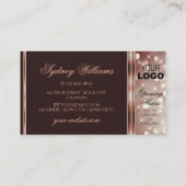 Elegant Roos Goud Bourgogne Glitter Sparkle Logo Visitekaartje (Achterkant)