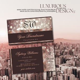 Elegant Roos Goud Bourgogne Glitter Stars Diamonds Visitekaartje