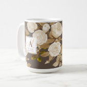 Elegant Roos Goud Bruin Monogram Koffiemok (Voorkant links)