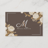 Elegant Roos Goud Bruin Monogram Visitekaartje (Voorkant)